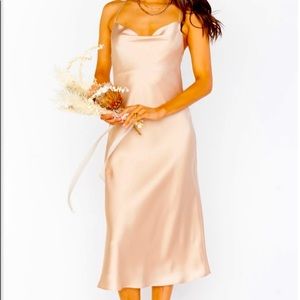 Champagne & satin bridesmaid dress. Like new!